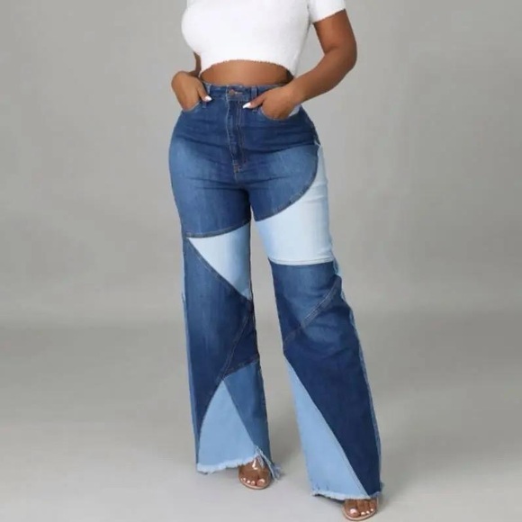 WovenWhimsy High Waisted Denim Bottom Pants with Button Closure Jeans Fashion - Picture 3 of 5